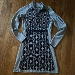 Black and gray patterned sweater dress by Title 9